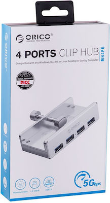 Orico USB 2.0 Hub 4 Porturi cu conexiune USB-A Gri (MH4PU-SV-BP)