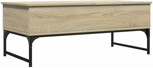 Rectangular Central Wooden Coffee Table with Lifting Mechanism Brown W100xD50xH40cm