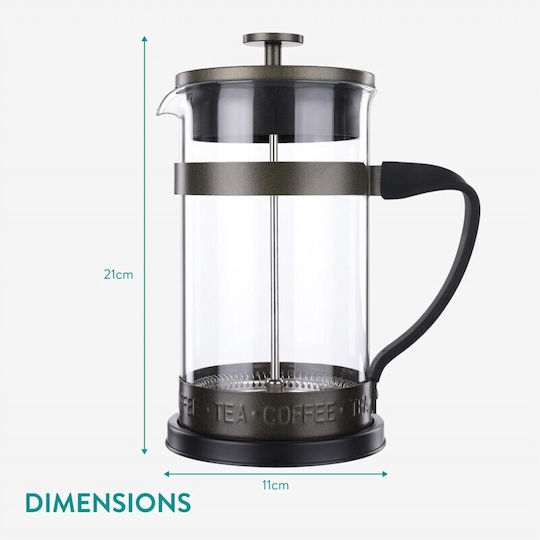 Navaris Cafetieră Cu Filtru Manual Din Oțel Inoxidabil Neagră 1lt