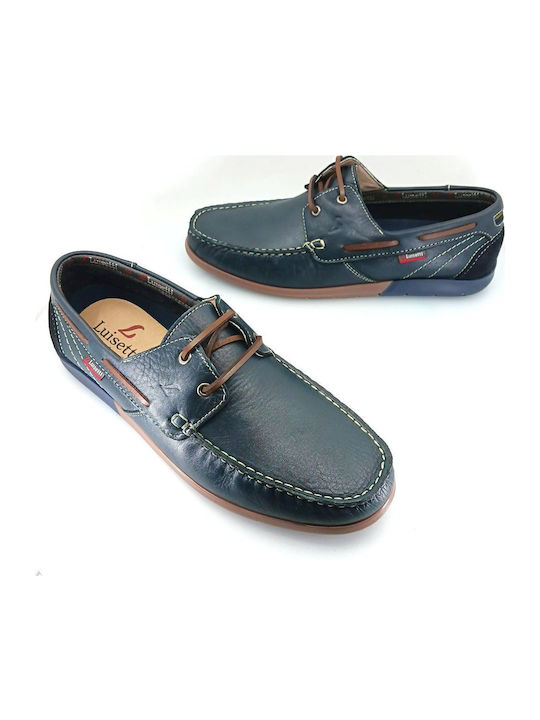 Luisetti 29304 (blue Leather) Men's Moccasins
