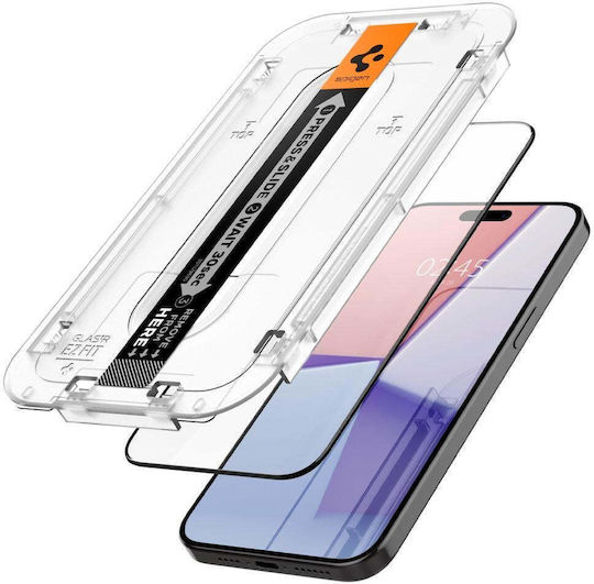 Spigen Glas.tr "ez Fit" Fc Tempered Glass Screen Protector For Iphone 15 Pro, Black Frame