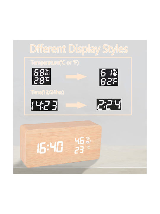 Tisch-Digitaluhr mit Wecker Ecru ZK11773QWS2