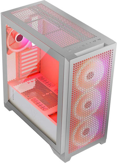 Modecom Volcano Expanse T Apex ARGB Gaming Midi Tower Κουτί Υπολογιστή με Πλαϊνό Παράθυρο Λευκό