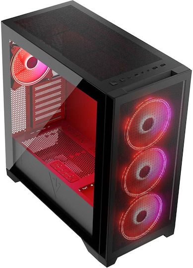 Modecom Volcano Expanse S Apex ARGB Геймърско Midi Tower Компютърна Кутия със Страничен Прозорец Черна