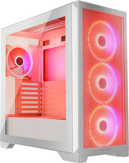 Modecom Volcano Expanse S Apex ARGB Gaming Midi Tower Κουτί Υπολογιστή με Πλαϊνό Παράθυρο Λευκό