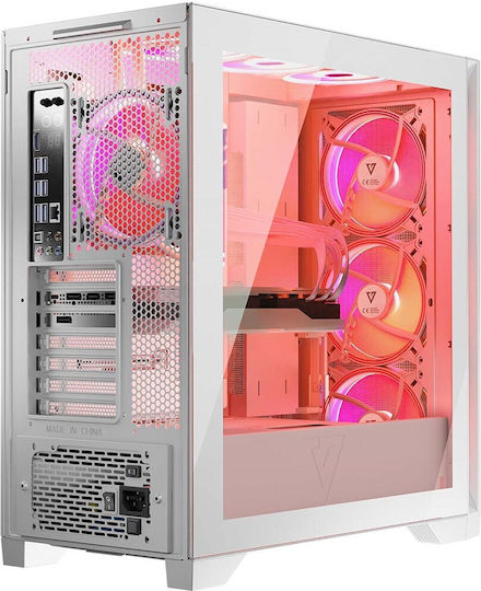 Modecom Volcano Expanse S Apex ARGB Gaming Midi Tower Κουτί Υπολογιστή με Πλαϊνό Παράθυρο Λευκό
