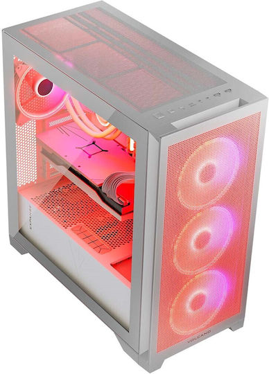 Modecom Volcano Expanse S Apex ARGB Gaming Midi Tower Κουτί Υπολογιστή με Πλαϊνό Παράθυρο Λευκό