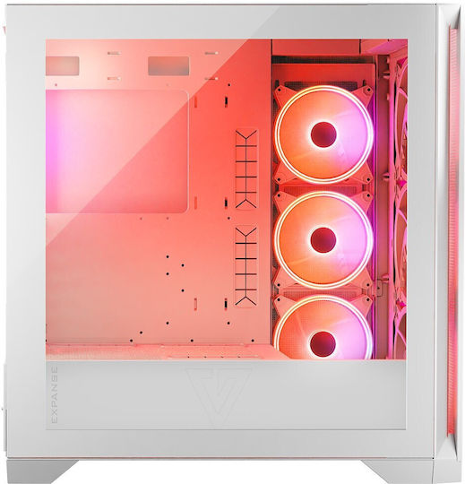 Modecom Volcano Expanse S Apex ARGB Gaming Midi Tower Κουτί Υπολογιστή με Πλαϊνό Παράθυρο Λευκό