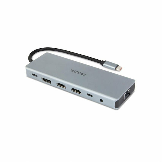 Dicota USB-C Docking Station with HDMI 4K PD Ethernet Silver (D32065)