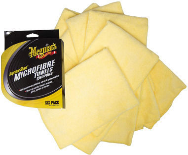 Meguiar's Supreme Tücher Mikrofaser Reinigung für Kunststoffe im Innenbereich - Armaturenbrett Auto Gelb 60x40cm 6Stück