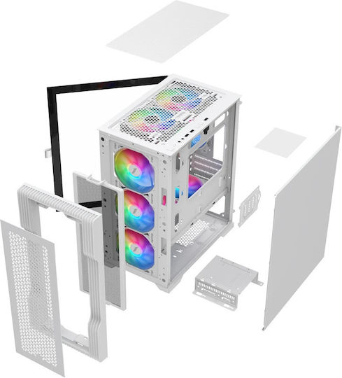 1STPLAYER Trilobite T3 Midi Tower Κουτί Υπολογιστή με Πλαϊνό Παράθυρο Λευκό
