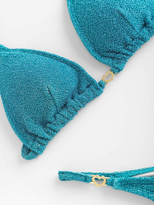 Lurex Triangle Bikini Set - Blue