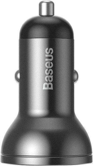 Baseus Φορτιστής Αυτοκινήτου 24W 4.8A με Θύρες: 2xUSB μαζί με Καλώδιο Type-C / Lightning / Micro-USB Μαύρος