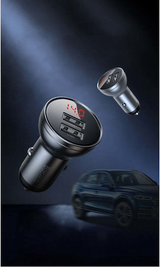 Baseus Φορτιστής Αυτοκινήτου 24W 4.8A με Θύρες: 2xUSB μαζί με Καλώδιο Type-C / Lightning / Micro-USB Μαύρος