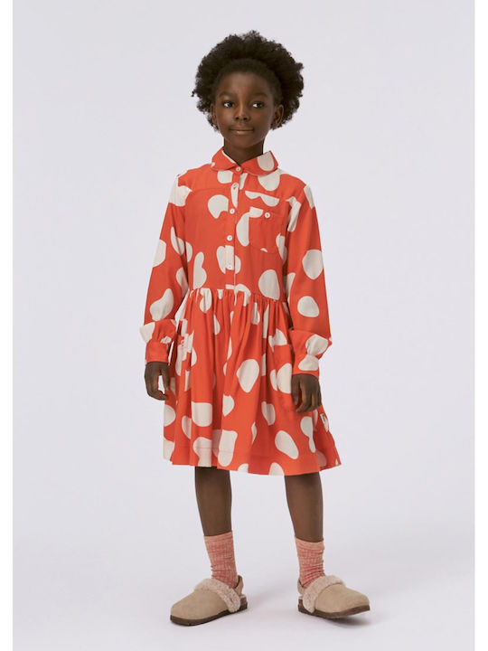 Molo Kids Dress Polka Dot Long Sleeve Orange