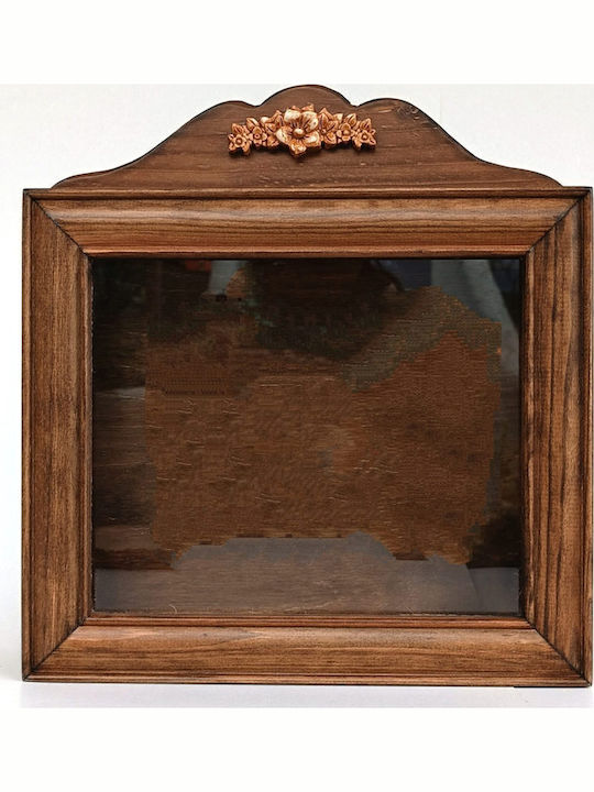 Korres Craft Wall-Mounted Rectangle Wedding Crown Case Wooden Brown 29x30cm