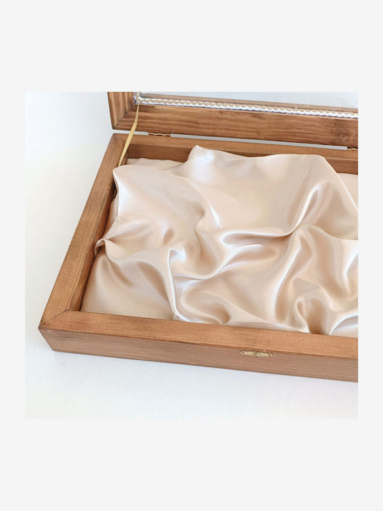 Korres Craft Tabletop Rectangle Wedding Crown Case Wooden Ecru 26.5x33cm