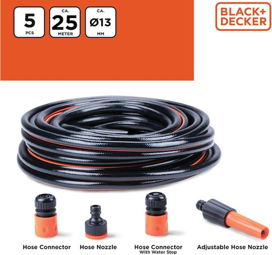 Black & Decker Hose Watering Set 1/2" 25m