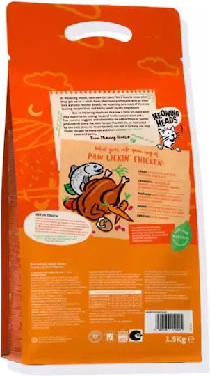 Meowing Heads Paw Lickin' Dry Food for Adult Cats with Chicken / Fish / Vegetables 1.5kg