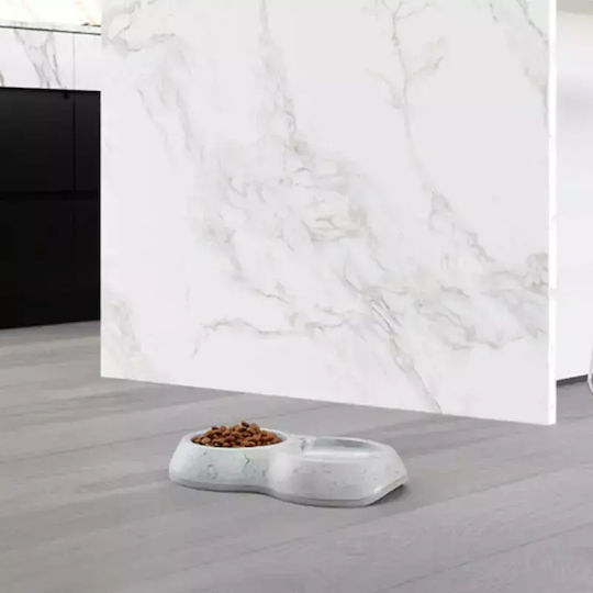 Savic Delice Marble Double Пластмаса Купа Храна & Вода за Куче & Котка 2x 200мл 10.5см в Сив Цвят