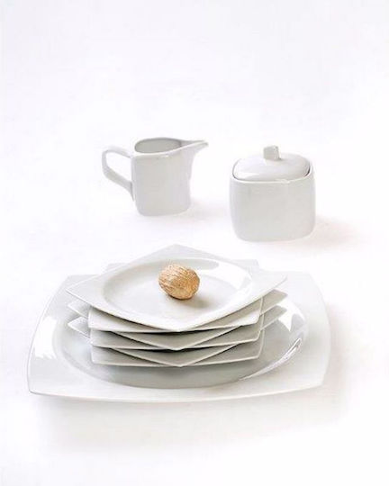 Cryspo Trio 'quadro Plate Desert made of Porcelain White with Diameter 21cm 6pcs