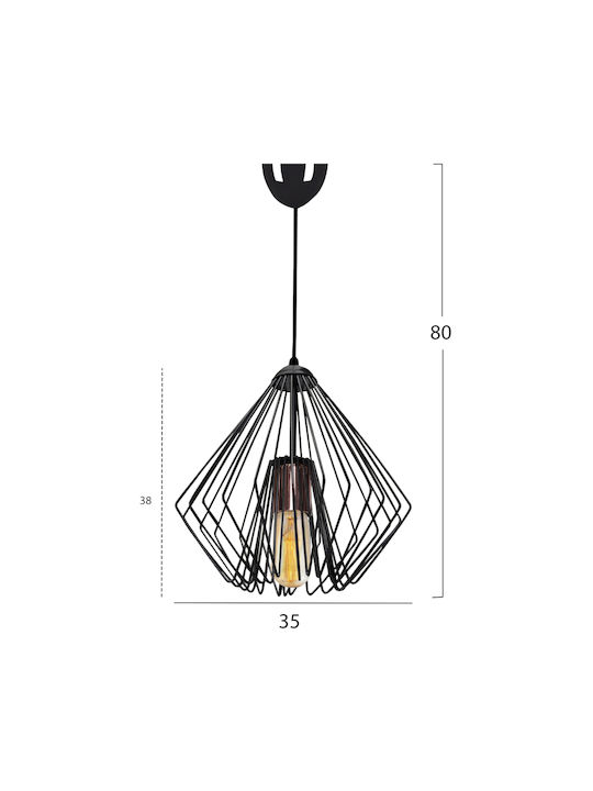 HomeMarkt Pendant Light Single-Light for Socket E27 Black