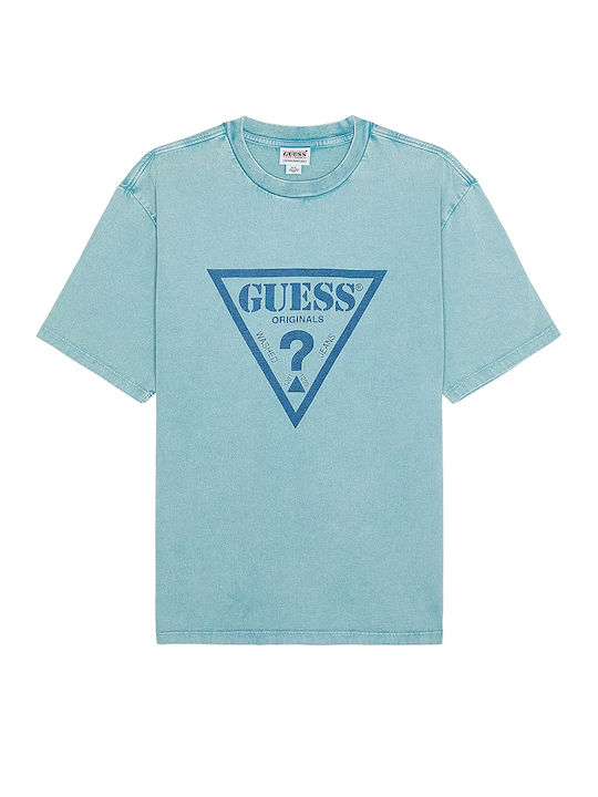 Guess Triangle Herren T-Shirt Kurzarm Blau