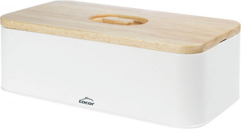 Lacor Ψωμιέρα με Καπάκι Inox Λευκή 42x22.5x12.5cm
