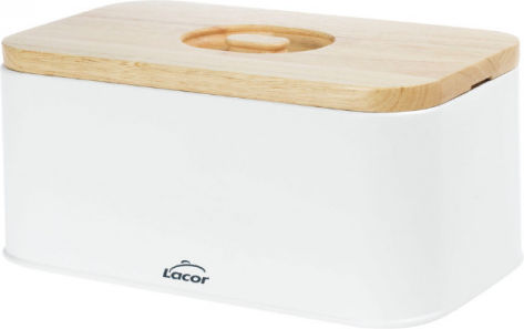 Lacor Ψωμιέρα με Καπάκι Inox Λευκή 30x18x12.5cm