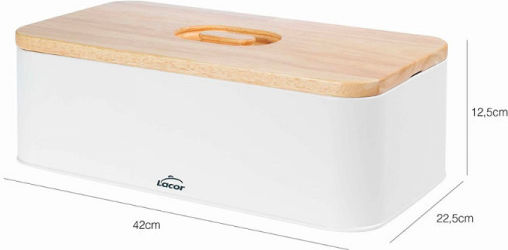 Lacor Bread Box with Lid Inox White 42x22.5x12.5cm