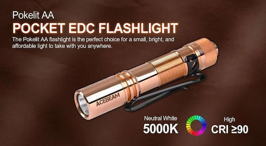 Acebeam Rechargeable Flashlight LED Waterproof with Maximum Brightness 500lm Pokelit Copper