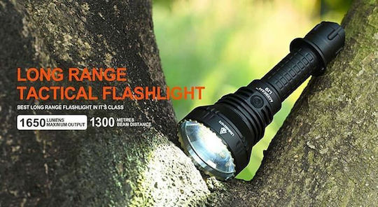 Acebeam Wiederaufladbar Taschenlampe LED IP68 mit maximaler Helligkeit 1650lm Schwarz