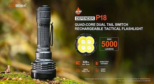 Acebeam Επαναφορτιζόμενος Φακός LED IP68 με Μέγιστη Φωτεινότητα 5000lm