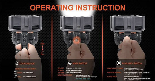 Acebeam Επαναφορτιζόμενος Φακός LED IP68 με Μέγιστη Φωτεινότητα 80000lm