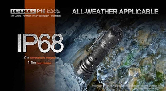 Acebeam LED IP68 с Максимална Яркост 1800лм Черен