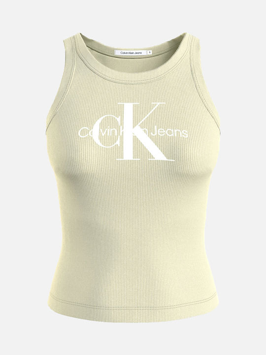 Calvin Klein Monologo Women's Blouse Cotton Sleeveless MintGreen