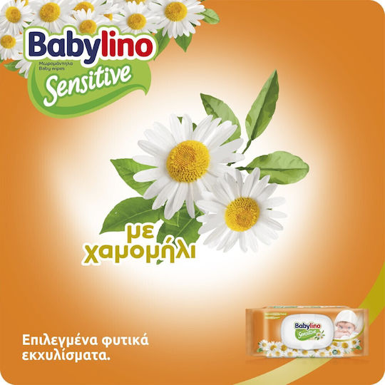 Babylino Sensitive with Chamomile Υποαλλεργικά Μωρομάντηλα χωρίς Οινόπνευμα & Parabens 16x54τμχ