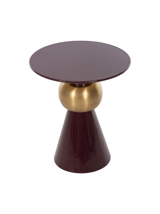 Round Side Coffee Table Patna Metal Bordeaux-Gold W46xL46xH51.5cm