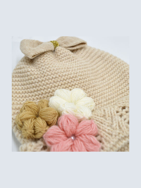 Kids Beanie Knitted Beige