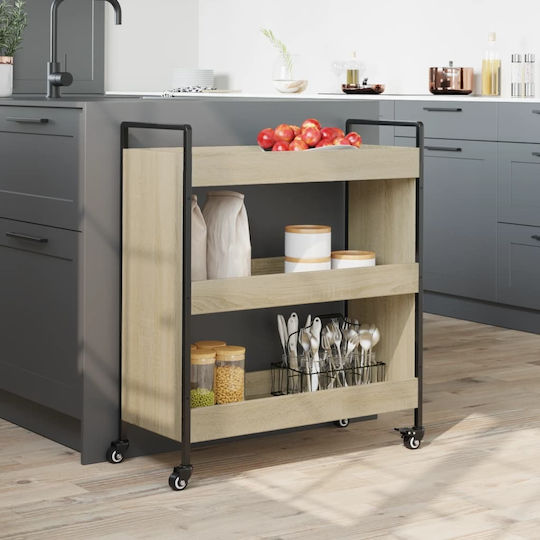vidaXL vidaXL Küchenregal Hölzernes 3 Ebenen Braun 70x30x82cm