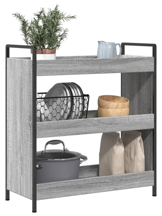 vidaXL vidaXL Küchenregal Hölzernes 3 Ebenen Grau 70x30x82cm