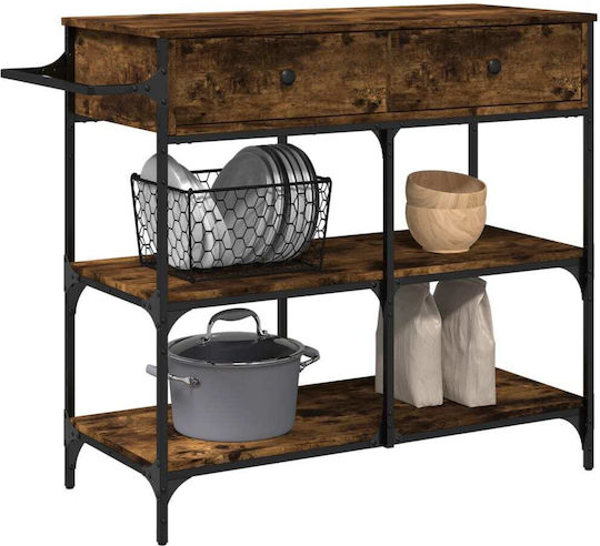 vidaXL Wooden Kitchen Rack 4 Tiers Brown 105x42x95cm