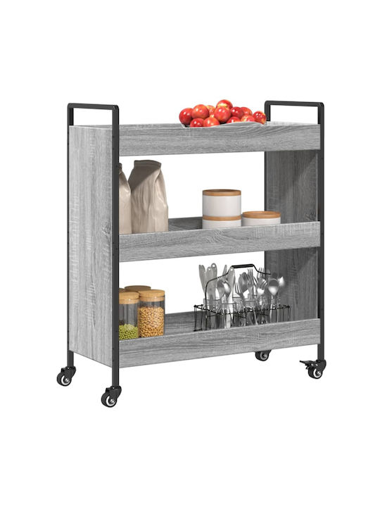 vidaXL vidaXL Küchenregal Hölzernes 3 Ebenen Grau 70x30x82cm