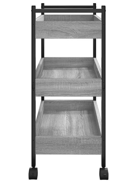 vidaXL Ραφιέρα Κουζίνας Ξύλινη 3 Θέσεων Γκρι 50x30x70cm