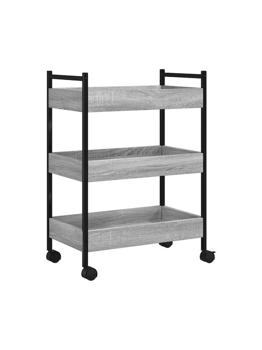 vidaXL Ραφιέρα Κουζίνας Ξύλινη 3 Θέσεων Γκρι 50x30x70cm