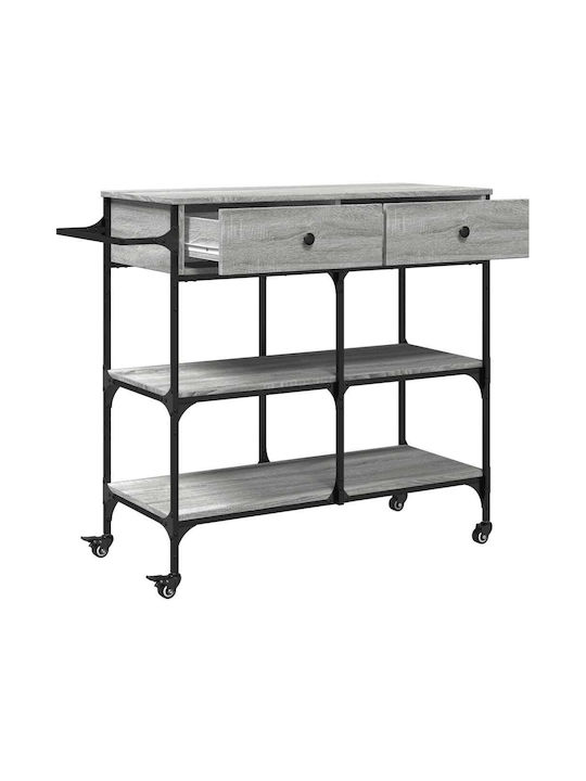 vidaXL Wooden Kitchen Rack 4 Tiers Gray 105x42x95cm