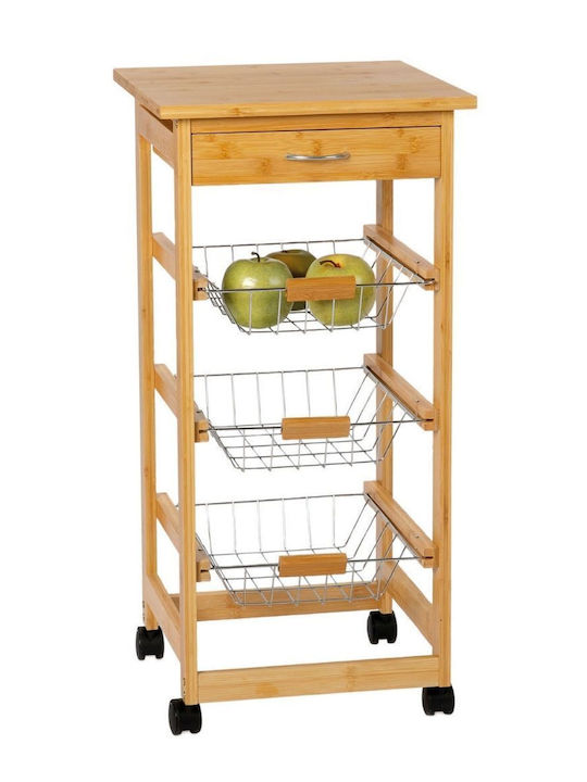 Andrea House Kitchen Rack Made of Stainless Steel 3 Tiers Brown 37x37x77cm