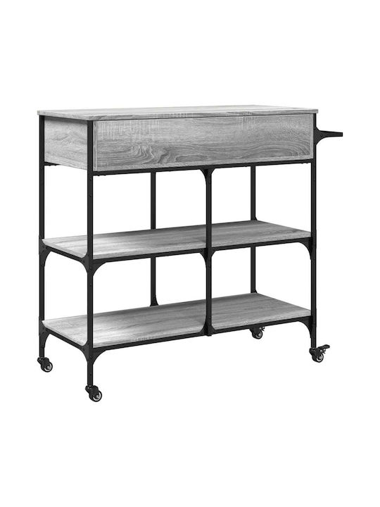 vidaXL Wooden Kitchen Rack 4 Tiers Gray 105x42x95cm