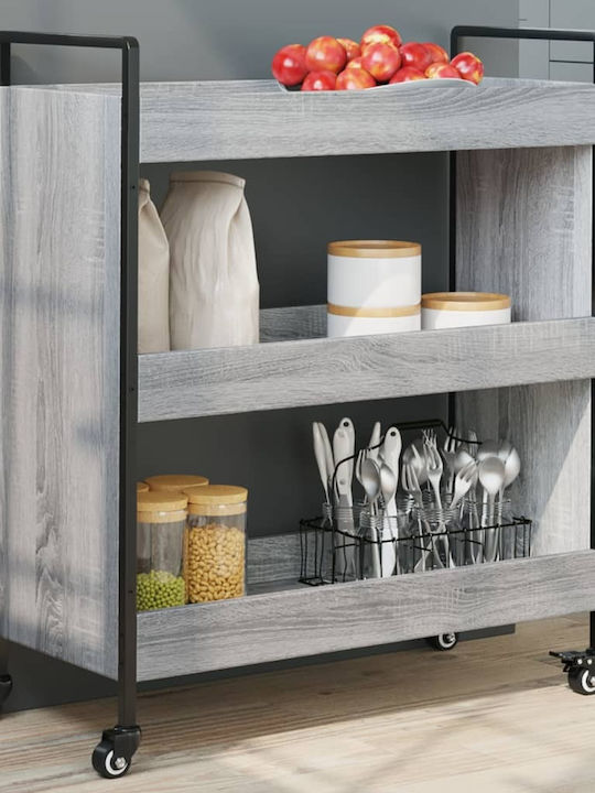 vidaXL vidaXL Küchenregal Hölzernes 3 Ebenen Grau 70x30x82cm