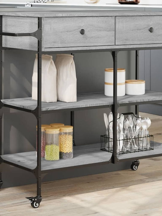 vidaXL Wooden Kitchen Rack 4 Tiers Gray 105x42x95cm